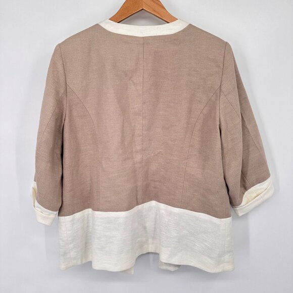 Chicos 2 Open 3/4 Sleeve Jacket Animal Print Lining Size large Beige - Picture 8 of 10